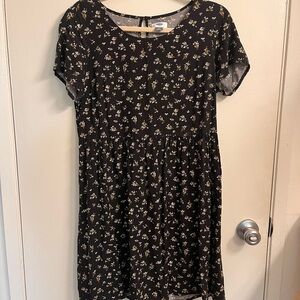 Old Navy Black Dress with White Floral Print